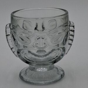 Two Faced Happy  Sad Tiki Two Sided Clear Glass, Mug 16 oz.